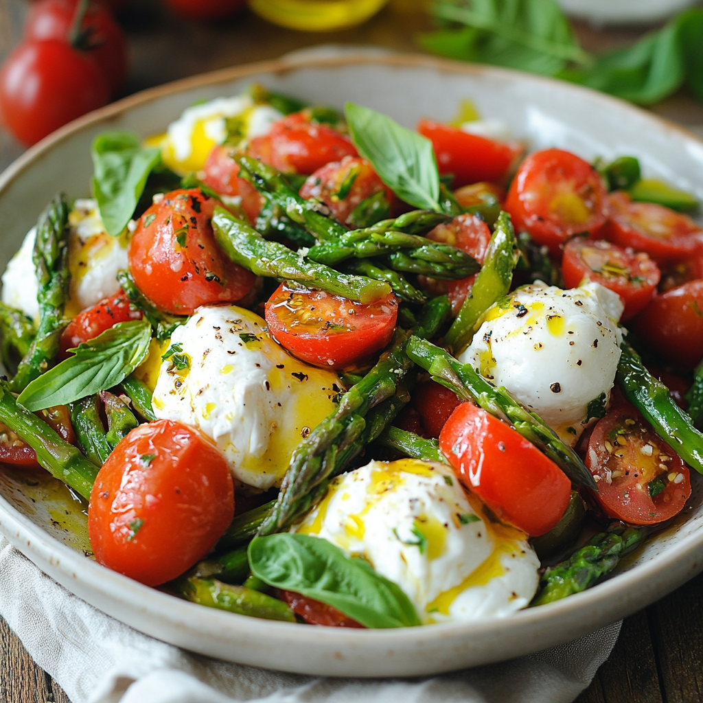 Asparagus Tomato Salad with Burrata Cheese: A Fresh and Elegant Summer Dish