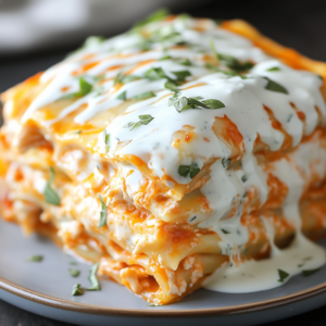 take your Cheesy Buffalo Chicken Lasagna with Ranch Drizzle from good to absolutely unforgettable. Whether you're hosting friends or treating yourself, these serving ideas will elevate the experience. Ideal Side Dishes Pairing this hearty dish with the right sides can create a well-rounded meal that satisfies every craving. Here are some fantastic options: Crisp Garden Salad A simple mix of leafy greens, cucumbers, cherry tomatoes, and carrots topped with a light vinaigrette adds a refreshing crunch. The coolness balances the richness of the lasagna and complements the Buffalo sauce’s spice. Garlic Bread or Breadsticks Nothing beats soaking up leftover sauce with warm, buttery garlic bread. If you want to go the extra mile, sprinkle them with parmesan for added flavor. Roasted Vegetables Oven-roasted broccoli, cauliflower, or zucchini seasoned with olive oil, salt, and pepper make a nutritious and delicious accompaniment. They add a smoky depth that pairs well with the creamy lasagna. Potato Wedges or Fries For a more indulgent side, crispy potato wedges or baked sweet potato fries bring a satisfying crunch and a touch of sweetness to the meal. Presentation Ideas How you serve your lasagna can make it look as good as it tastes. Try these tips to wow your guests: Layered Perfection When slicing, aim for clean, distinct layers to showcase the vibrant colors of the cheese, noodles, and Buffalo chicken. A sharp knife and a steady hand can do wonders. Garnish Generously Sprinkle chopped green onions, parsley, or even crumbled blue cheese (if you enjoy its bold flavor) on top for a visually appealing finish. Drizzle in Style Use a small squeeze bottle or spoon to evenly drizzle the ranch dressing over each slice. This not only adds flavor but also a polished touch to your presentation. Serve in Style Use wide, shallow plates to allow the lasagna to be the centerpiece, and arrange your side dishes around it. This creates a balanced and visually pleasing plate. Conclusion: A Dish That Brings Comfort and Flavor Together Cheesy Buffalo Chicken Lasagna with Ranch Drizzle is more than just a recipe—it’s an experience. By combining the bold heat of Buffalo chicken with the creamy richness of cheese and the cooling touch of ranch, this dish strikes a perfect balance between comfort food and bold flavors. Whether you're making it for a cozy family dinner, a potluck, or simply to treat yourself, this recipe guarantees smiles and satisfied appetites. Don't be afraid to get creative—experiment with spice levels, try different cheeses, or add your favorite garnishes to make it your own. With its layers of flavor and textures, this lasagna is a dish you’ll want to add to your regular rotation. So, what are you waiting for? Grab your apron, gather your ingredients, and get ready to bake up a meal that’s sure to impress. Enjoy every cheesy, spicy, and tangy bite!