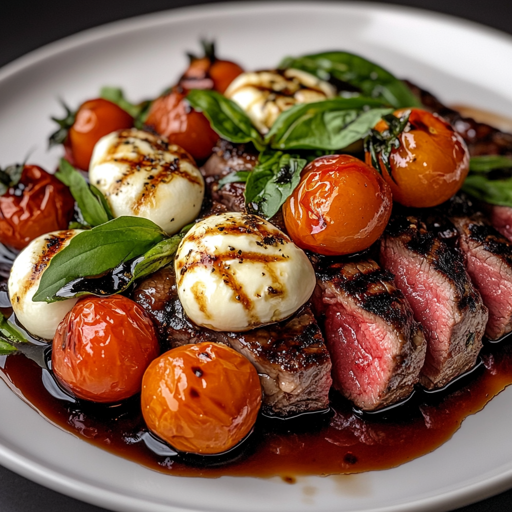 Grilled Flank Steak Caprese with Balsamic