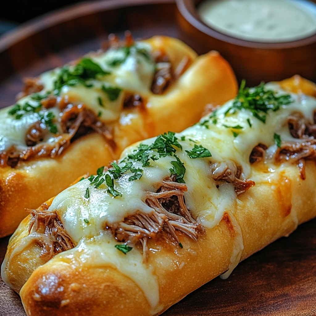 Irresistible Cheesy Meat-Topped Breadsticks Recipe