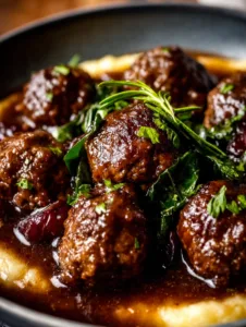 Amazing Red Wine Braised Meatballs