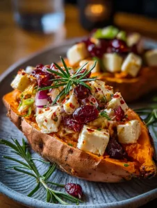 Cranberry Brie Stuffed Sweet Potato