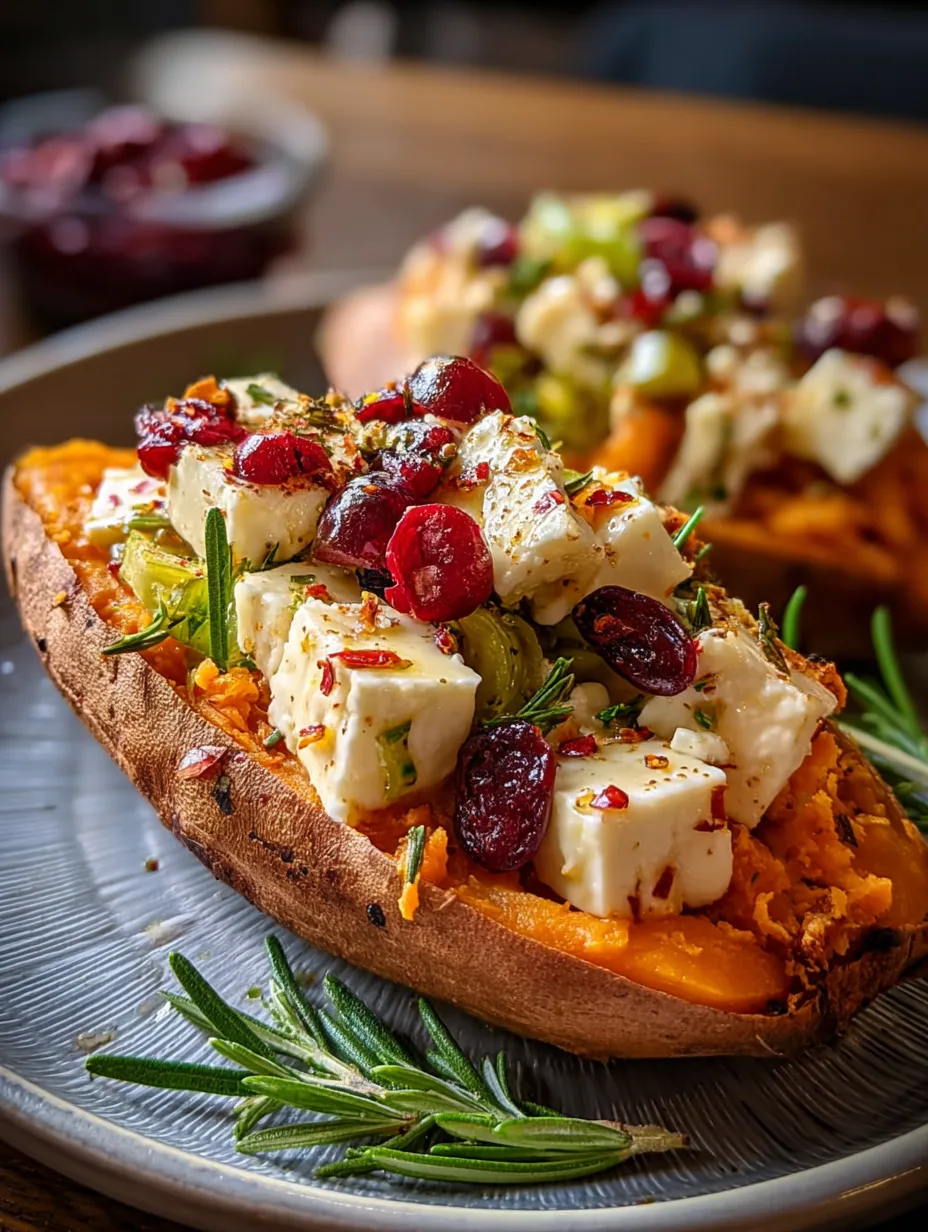 Cranberry Brie Stuffed Sweet Potato