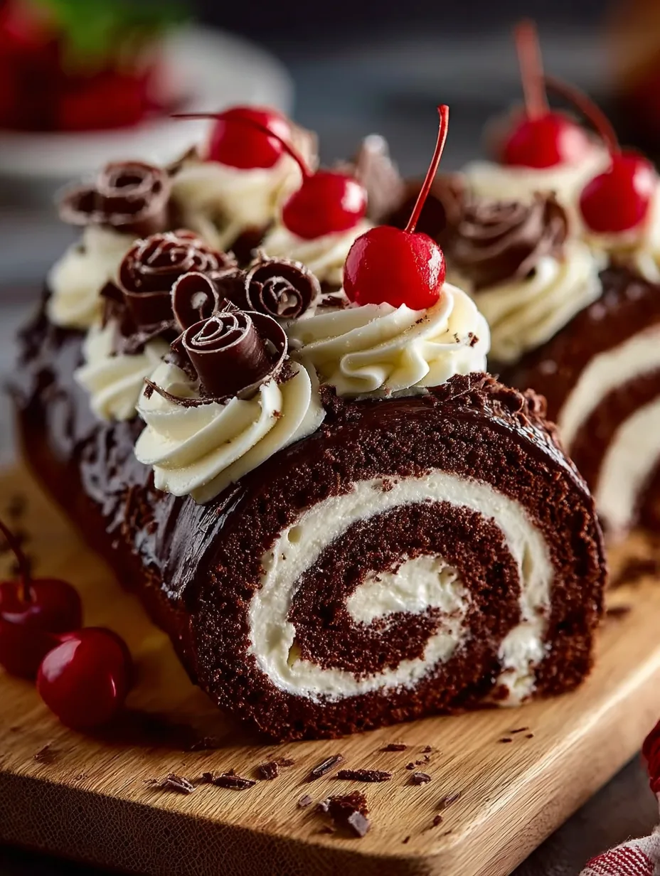 Elegant Black Forest Cake Roll