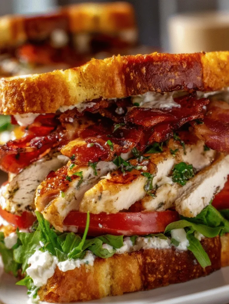 Ultimate Loaded Chicken Club Sandwich with Crispy Bacon and Avocado Ranch Spread