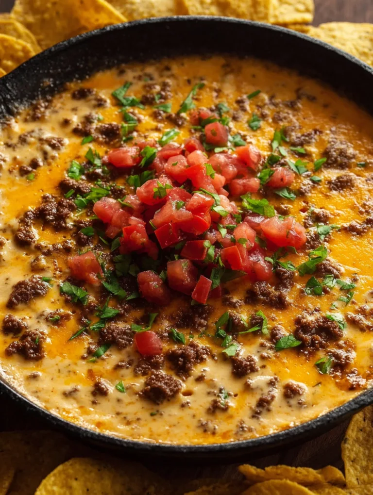 Sizzling Beef Cheeseburger Queso Dip