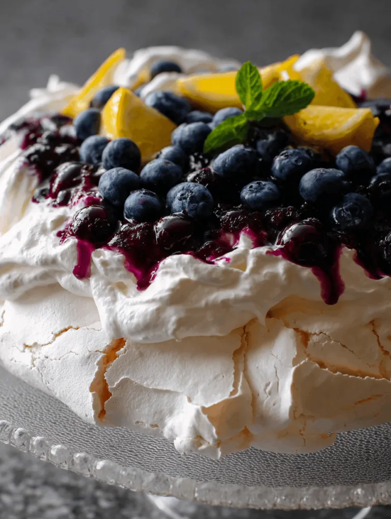 Whipped Lemon-Blueberry Cloud Pavlova