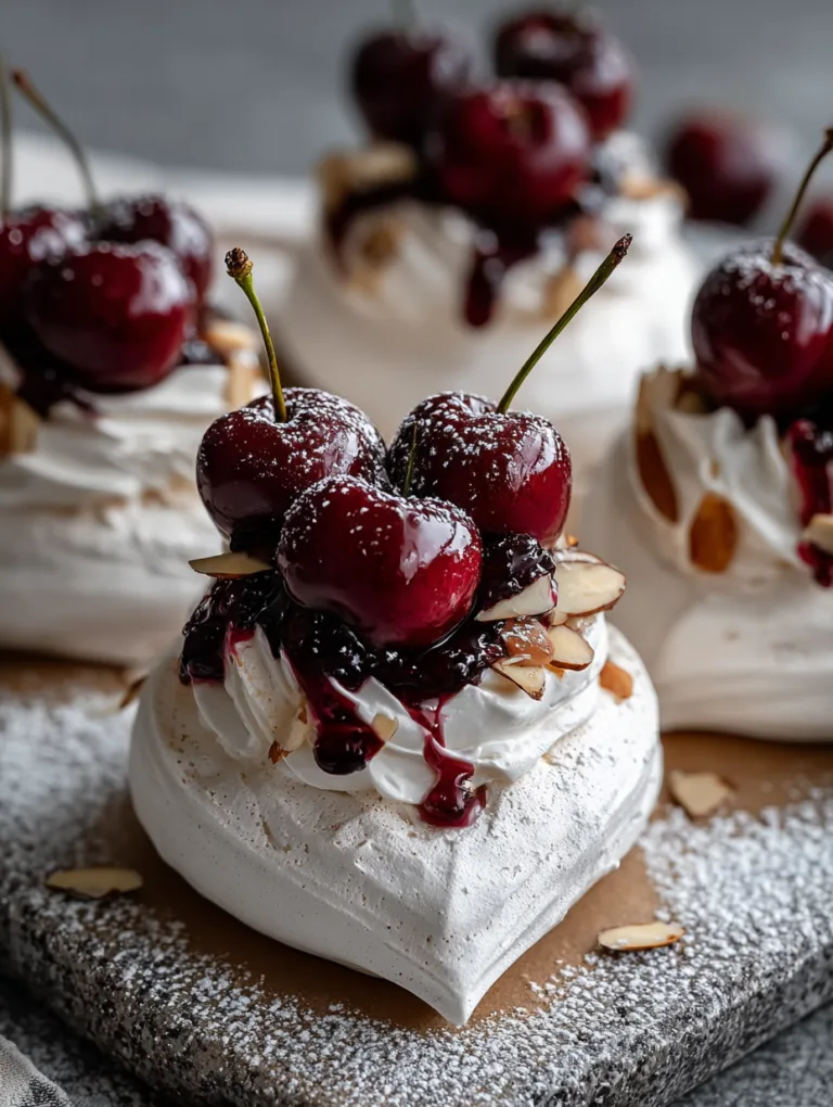 Amaretto Cherry Almond Pavlova Hearts