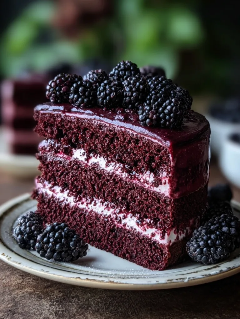 Decadent Blackberry Velvet Gothic Cake with Lush Cream Filling