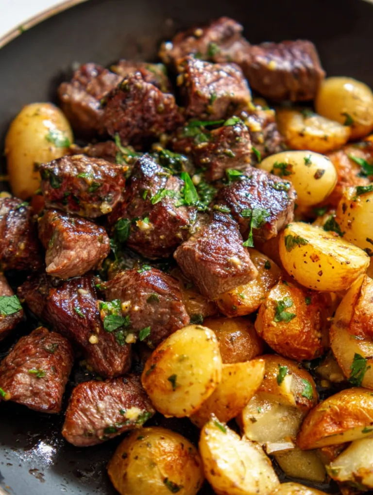 Garlic Butter Steak Bites and Potatoes