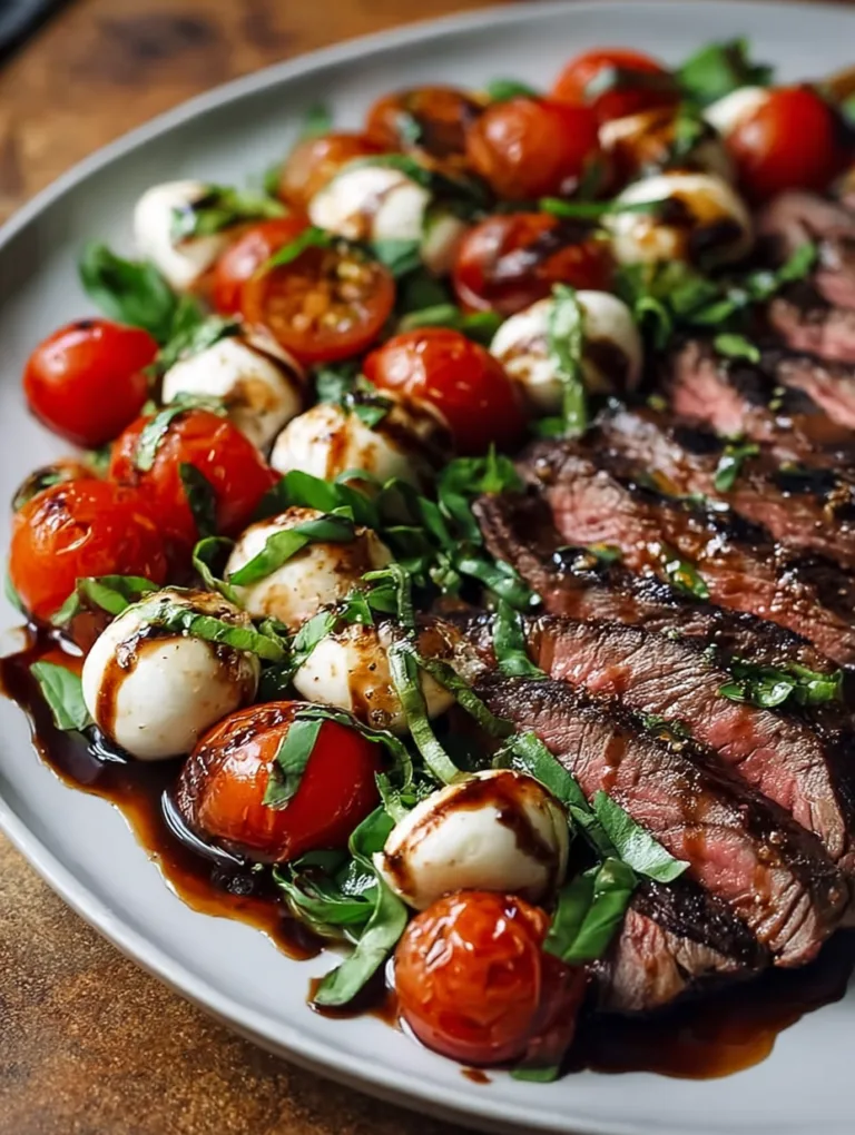 Grilled Flank Steak Caprese with Balsamic Dressing