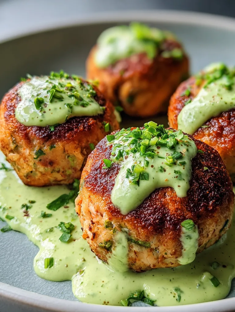Salmon Balls with Creamy Avocado Sauce