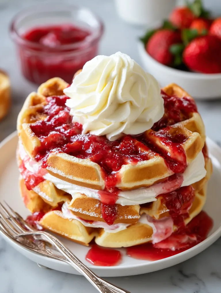 Strawberry Cheesecake Stuffed Waffles