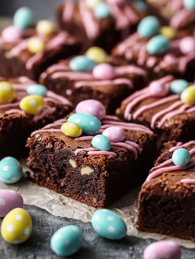 Decadent Easter Brownies with Colorful Chocolate Drizzle