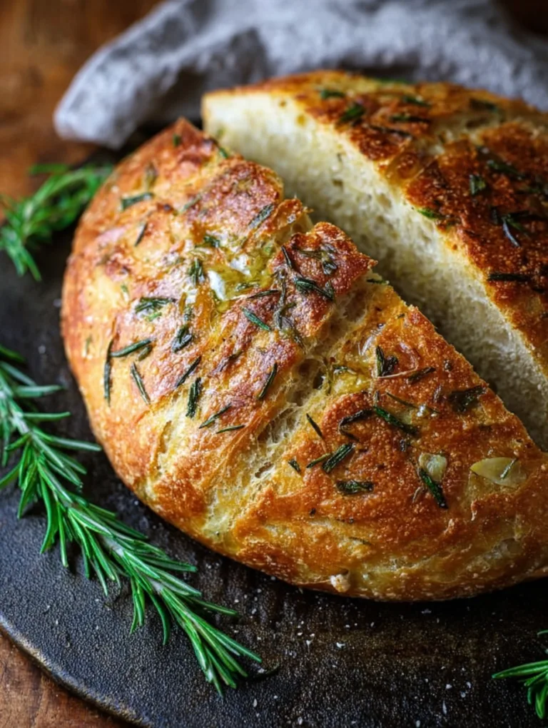 No Knead Rosemary Garlic Bread