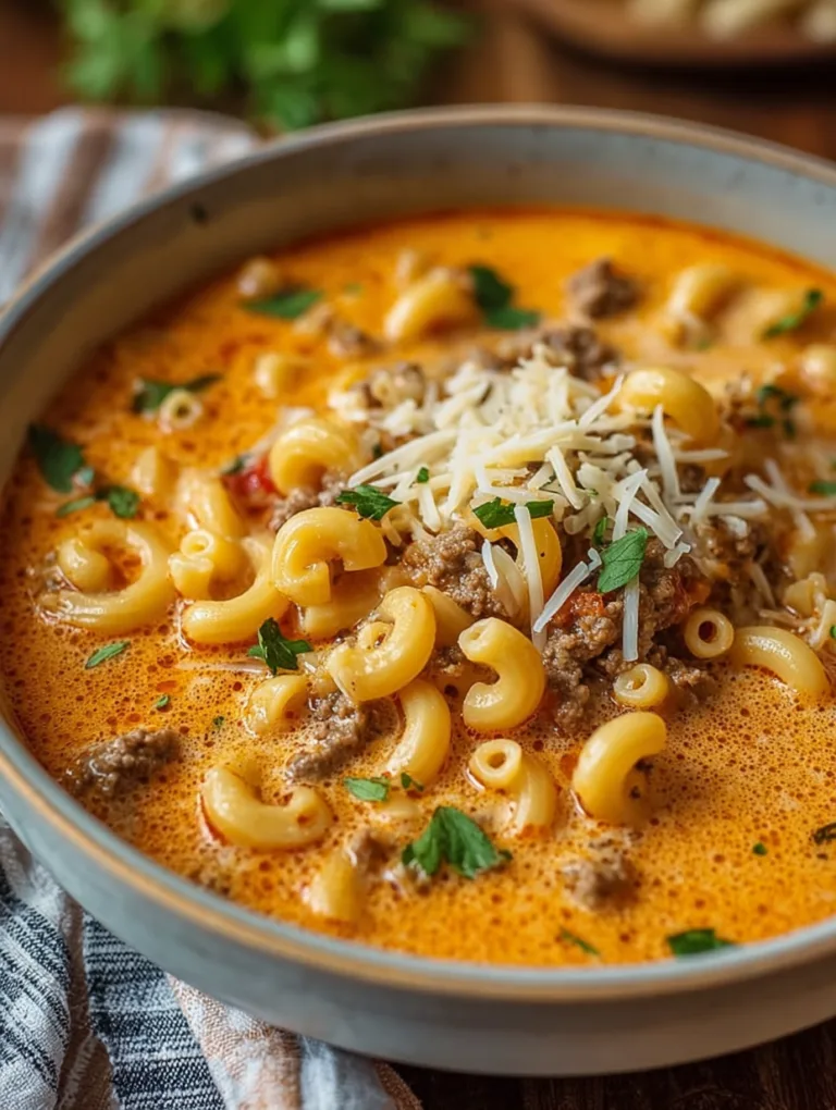 One-Pot Macaroni Cheeseburger Soup