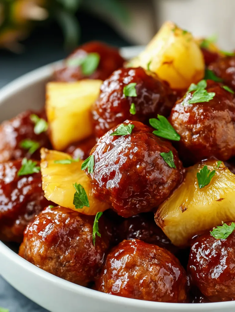 Savory Slow Cooker Meatball Pineapple Smokies
