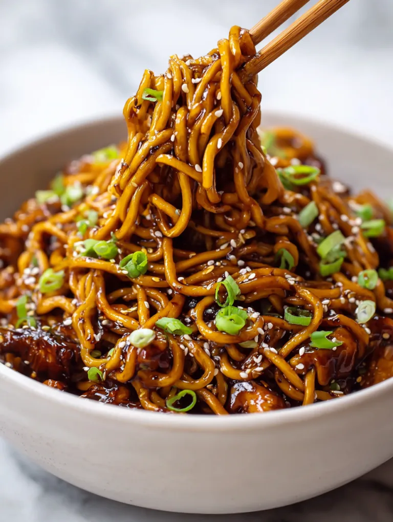 Sticky Garlic Chicken Noodles Recipe