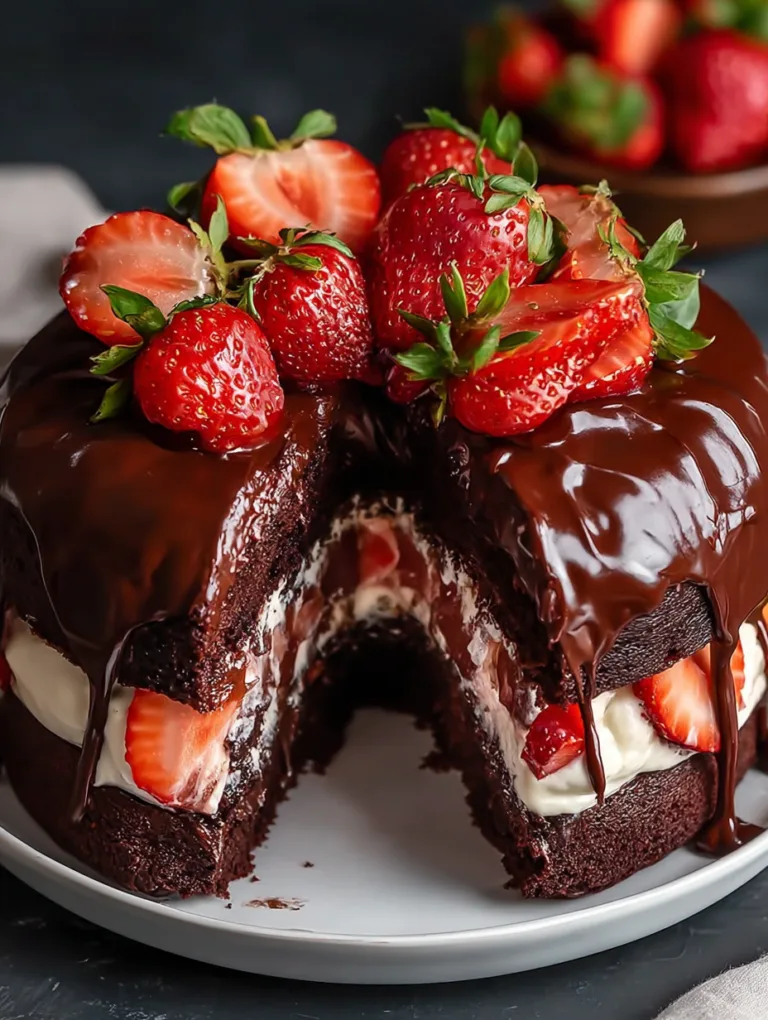 Strawberry Chocolate Shell Cake Recipe