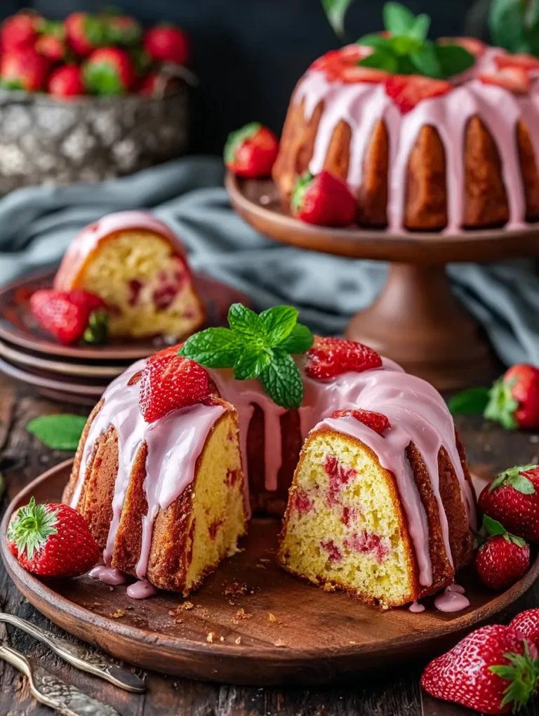 Easy Strawberry Pound Cake with Fresh Strawberry Glaze