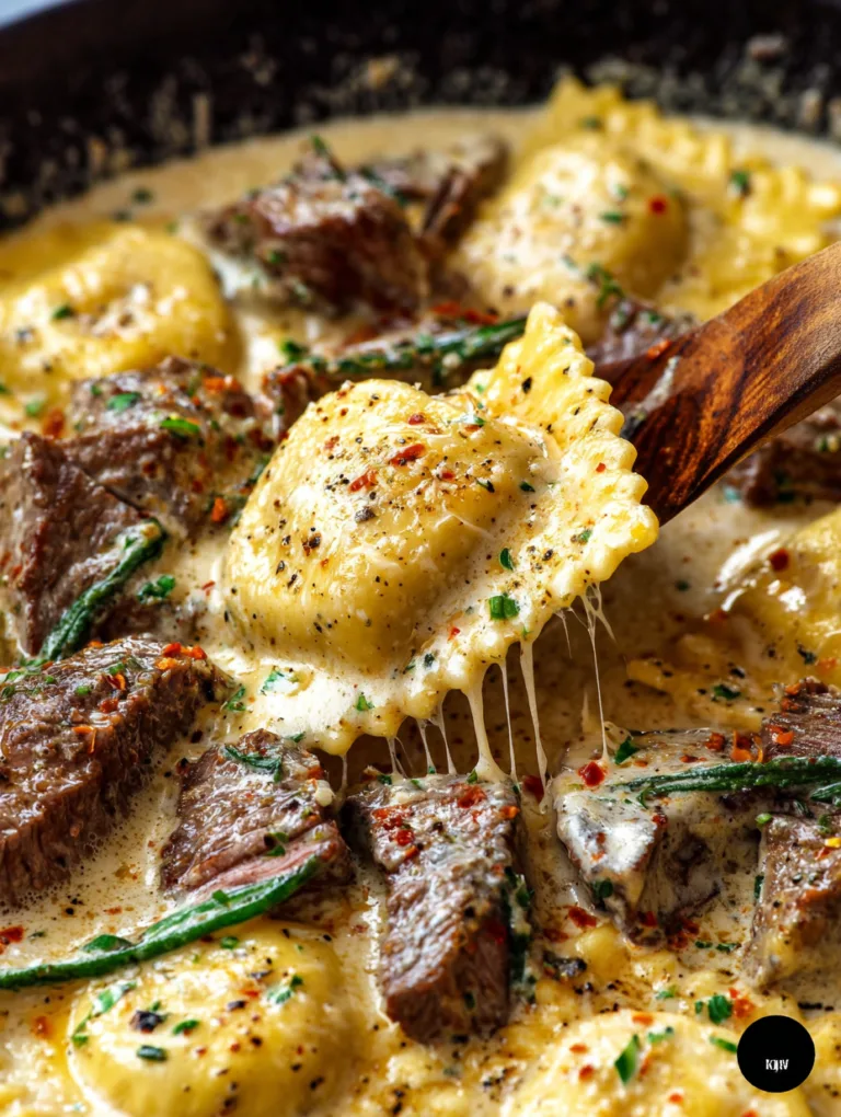 One-Pan Creamy Garlic Butter Steak & Cheese Ravioli