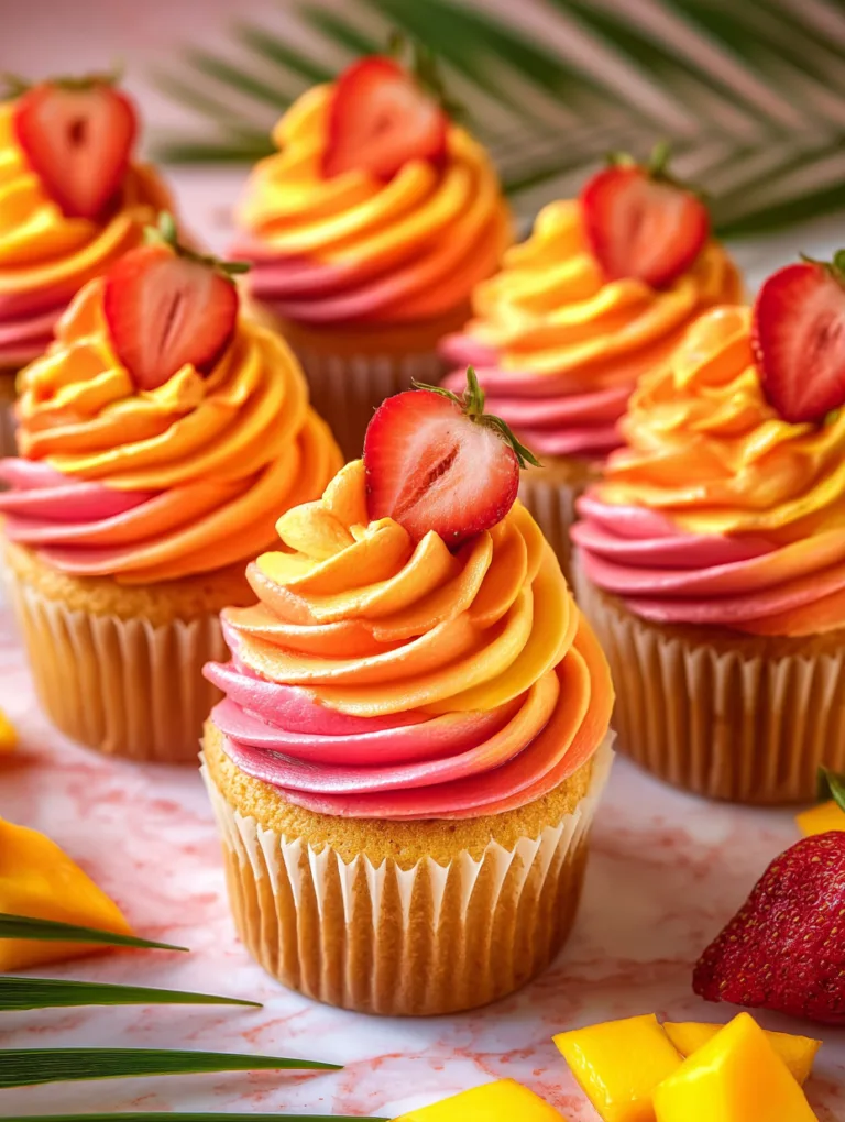 Mango Strawberry Sunset Cupcakes Recipe