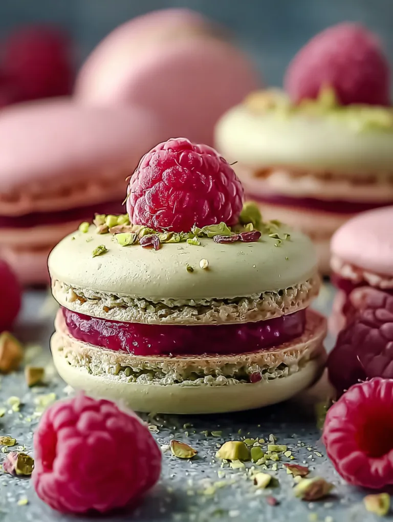Decadent Luxurious Raspberry Pistachio Macarons to Impress
