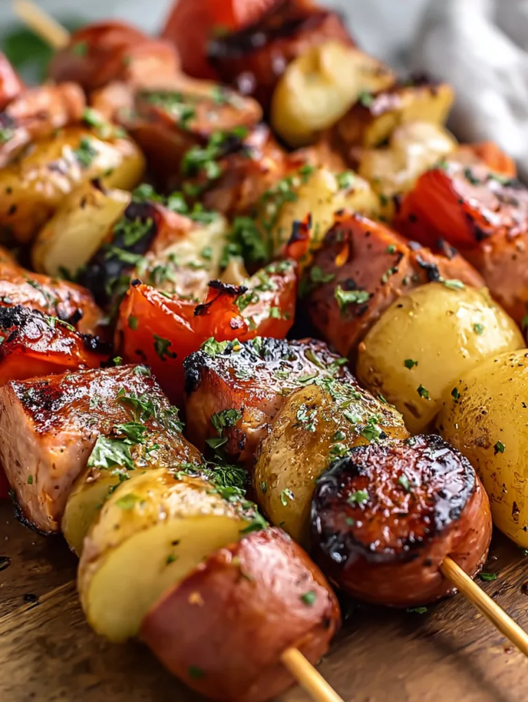 Smoked Sausage Chicken and Potato Kabobs