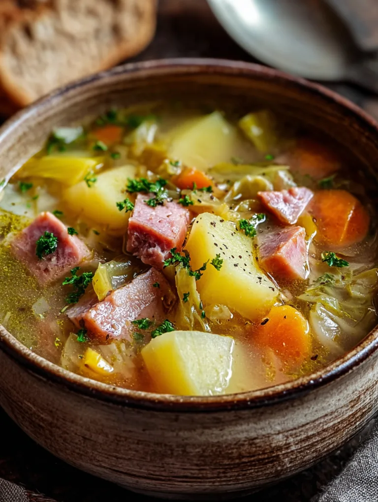 Hearty Ham Bone Soup with Potatoes and Cabbage Bliss