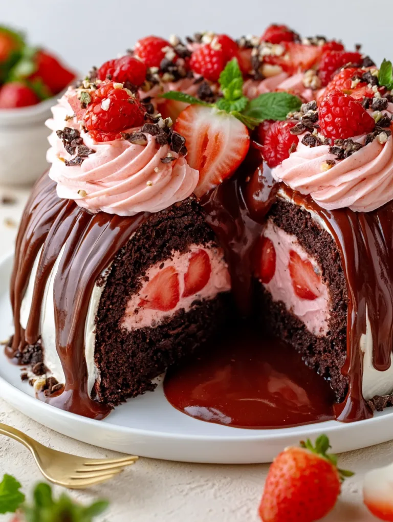 Strawberry Chocolate Shell Cake