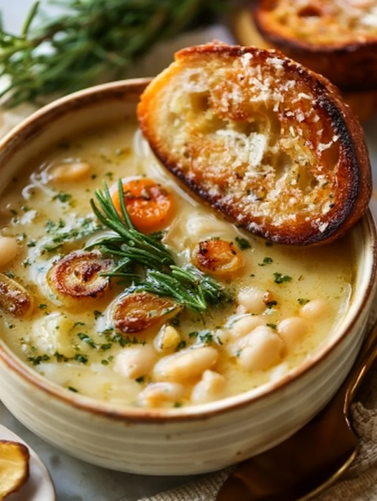 Hearty Rosemary & Garlic White Bean Soup