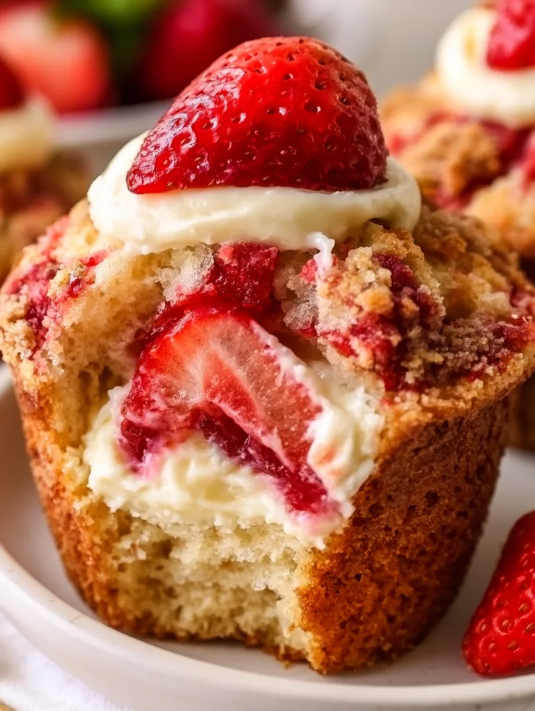 Strawberry Muffins with Cream Cheese Filling