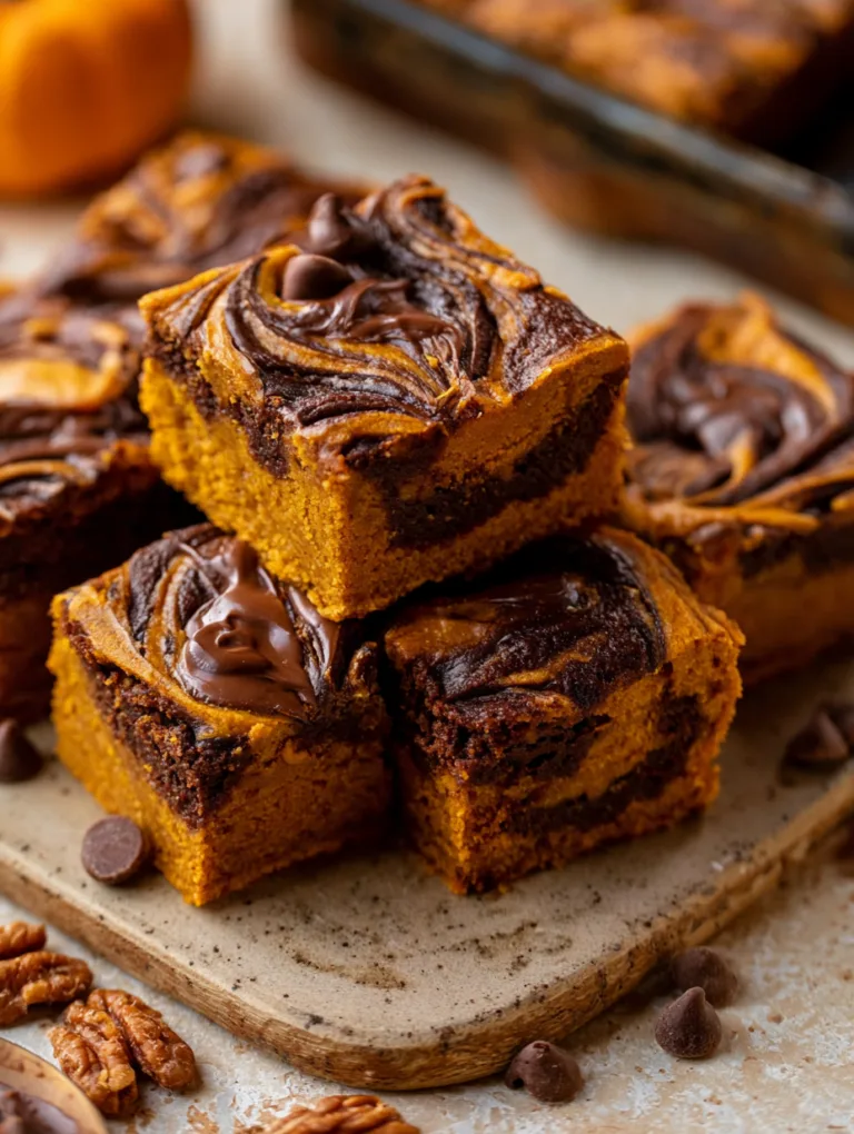 Fudgy Pumpkin Bars with Chocolate Swirl Recipe