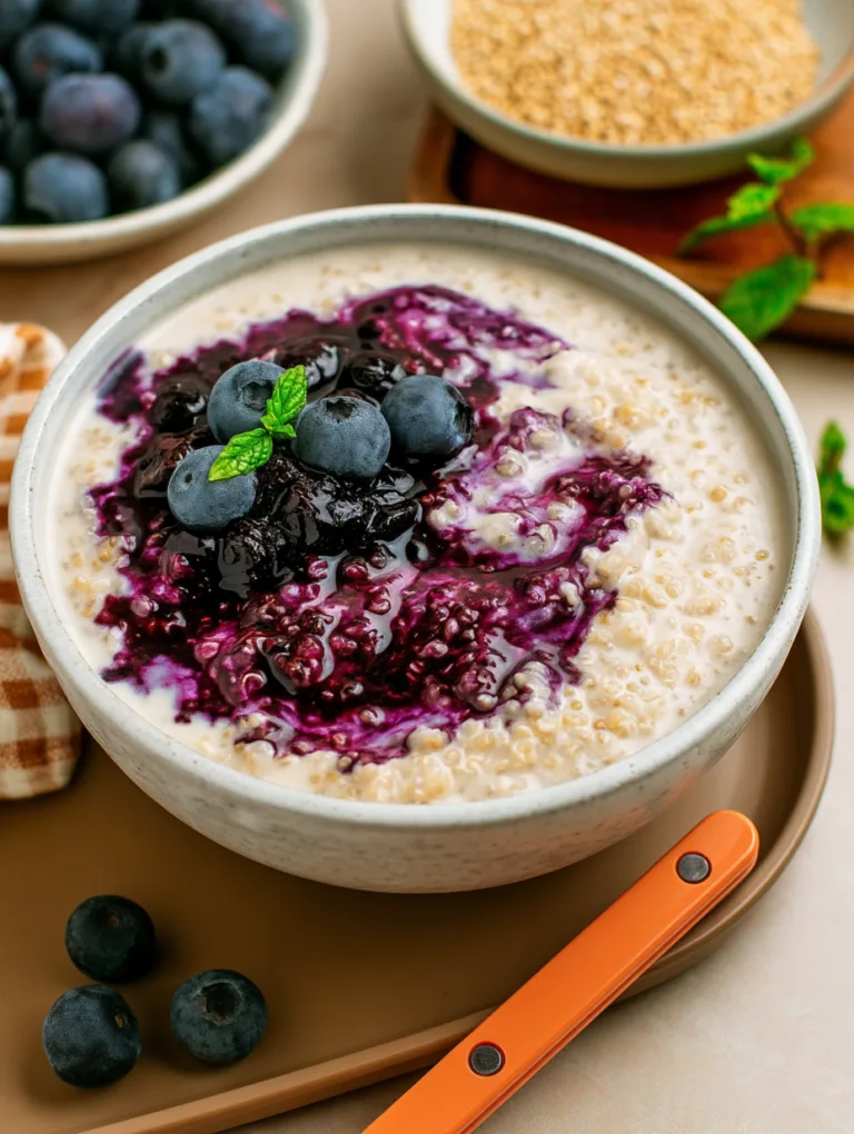 Coconut Quinoa Pudding With Blueberry Compote